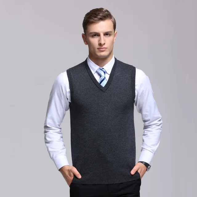 Hot Sale Knitted Sleeveless V neck Vest Autumn Mens