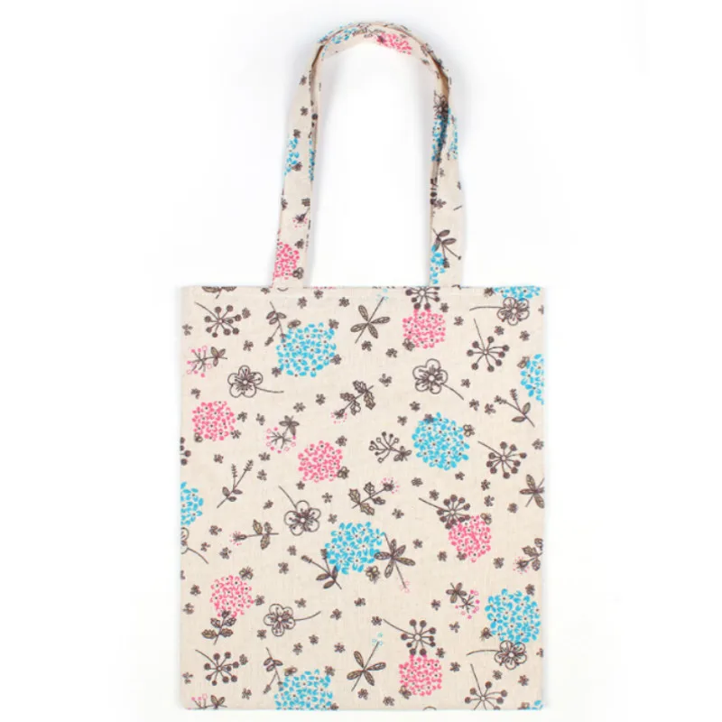 

Cotton Linen Shopping Tote Women Shoulder Carrying Bag Print Eco Reusable Bag