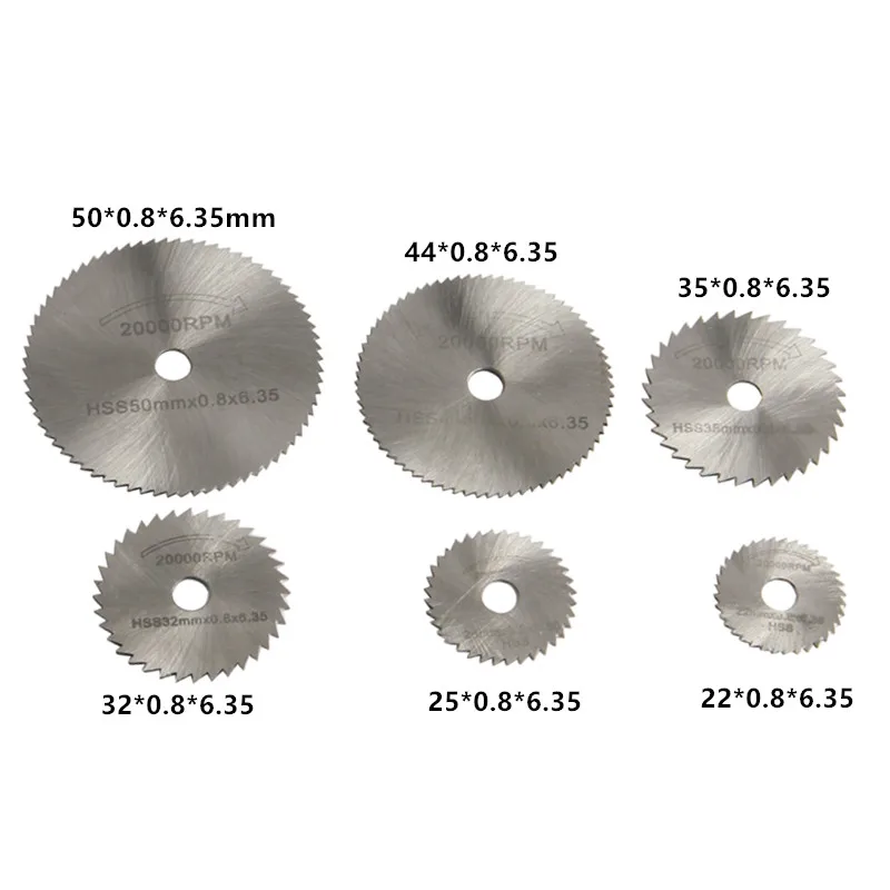 7PCS HSS аксессуаров для вращающихся инструментов 22/25/32/35/44/50 мм полотна циркулярной пилы для резки дисков оправка для Dremel отрезать