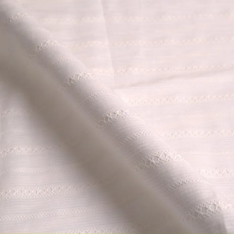 Белые полосы жаккард хлопок материал платье рубашки ткань хлопок элегантный