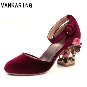 

luxury ethnic style party wedding shoes strange style flower basket high heel leather sandals footwear summer female dress pumps