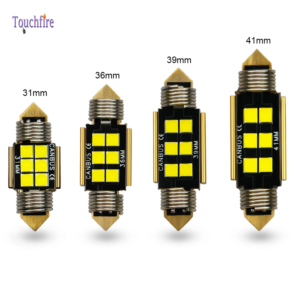 

100PCS Festoon 31/36/39/41mm car LED Bulb C5W 3030SMD Canbus Door safety License plate light Interior Light Boot light wholesale
