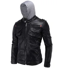 2017 New Arrival men leather jacket jaqueta de couro masculino hooded leather PU jacket coat Casual Brand Jacket Plus Size L-4XL