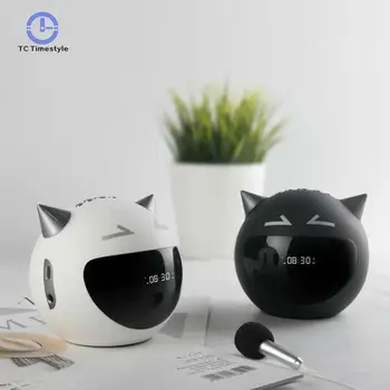

LED Alarm Clock Digital Bluetooth Speaker Snooze Table Clocks Cute Devil Radio Microphone Music Player Electronic Watch
