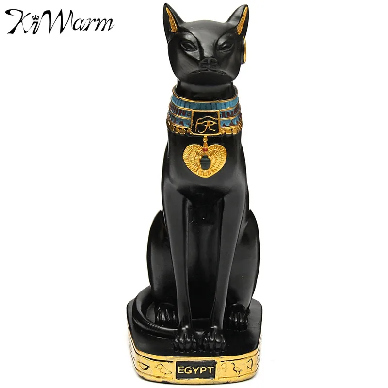 

KiWarm Vintage Egyptian Cat Goddess Figurine Black Cat Statue Figurine Craft Ornament Home Office Desktop Decor Crafts Gift