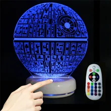 Фарфоровая основа Звезда смерти 3D Визуальный светильник креативный сенсорный датчик Ночной светильник с пультом дистанционного управления ночной Светильник для детской спальни Декор