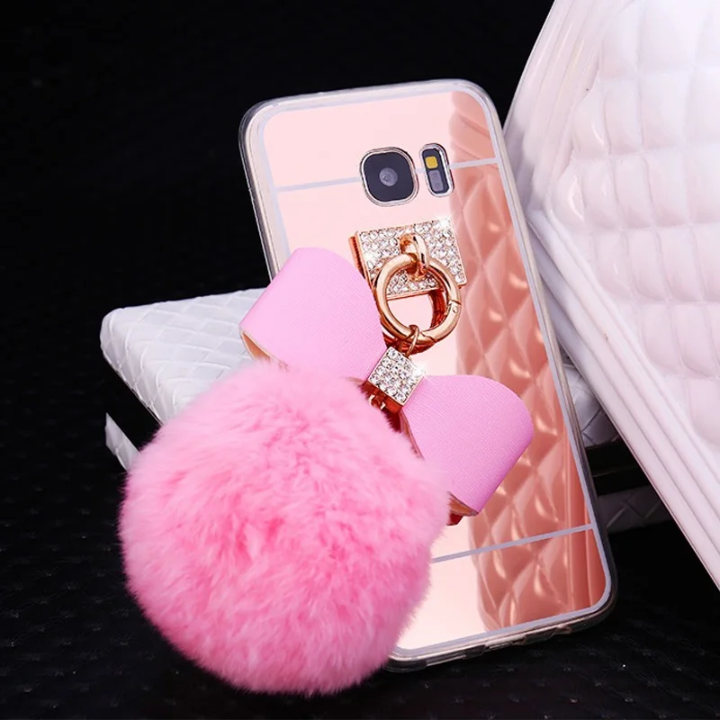 

Case for Huawei Honor Mate P 20 10 9 8 7 Lite plus pro NOVA 2 S Cute Rabbit Fur Ball Bowknot Glitter TPU Mirror Back Cover Coque