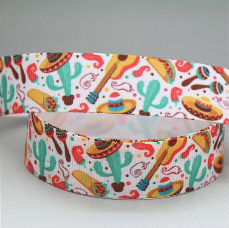DUWES 50 ярдов Альпака Мехико кактус Печатный grosgrain ленточный аксессуар головной