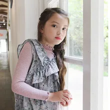 Коллекция года, Весенняя модная Новая блузка с оборками и воротником для маленьких девочек Милая Кружевная рубашка с длинными рукавами Блузка принцессы топы для детей от 3 до 12 лет