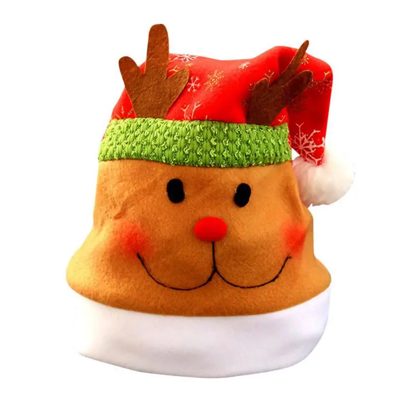 Разноцветные рождественские шапки с милым рисунком Санта-Клауса, снеговика, рождественские шапки для взрослых детей на Рождество, вечерние украшение для дома магазина - Цвет: 28x36cm