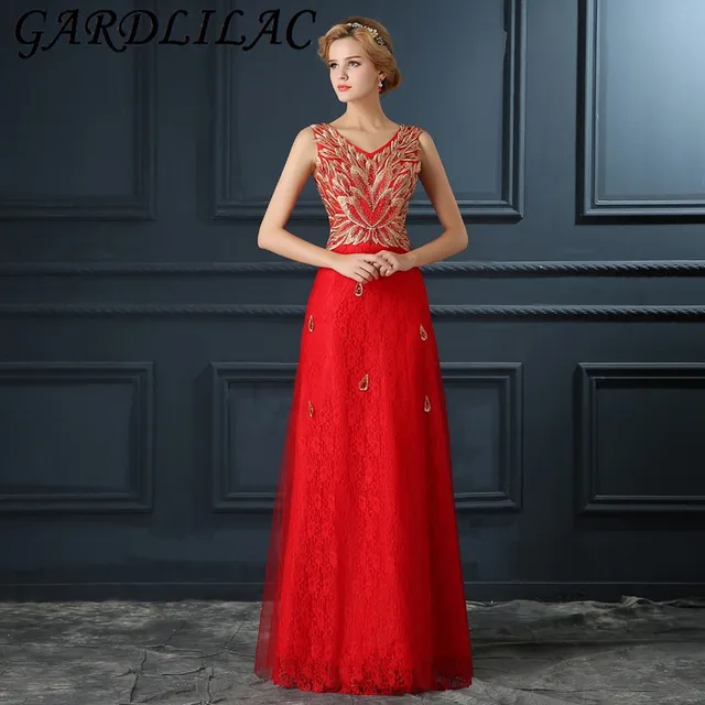 Red Prom Dress with Cap Sleeves