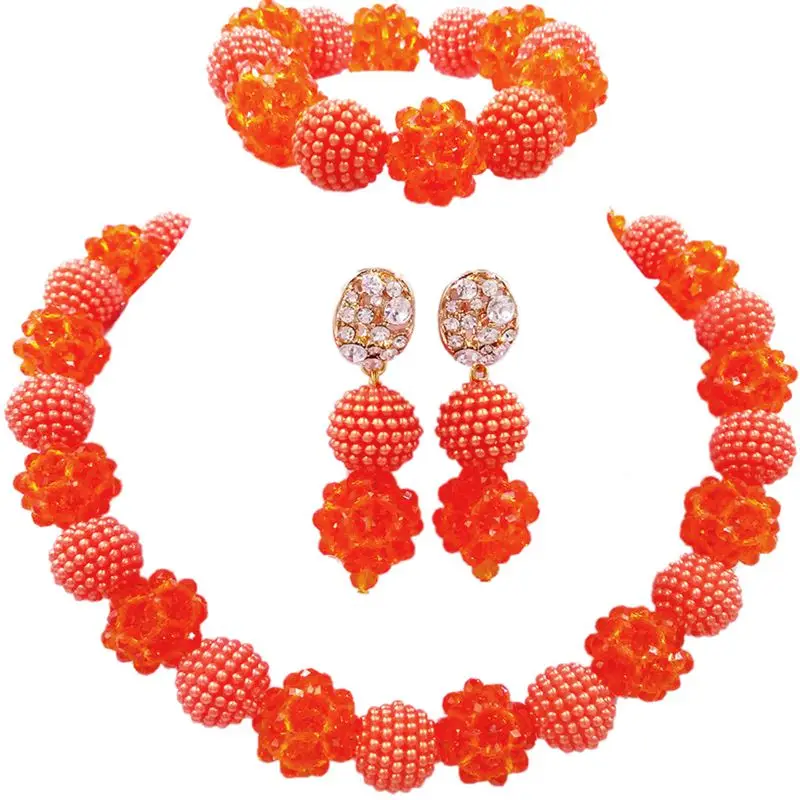 

Handmade Orange Women Engagement Imitation Jewelry Sets with Good Quanlity 1C-SJZZ-21