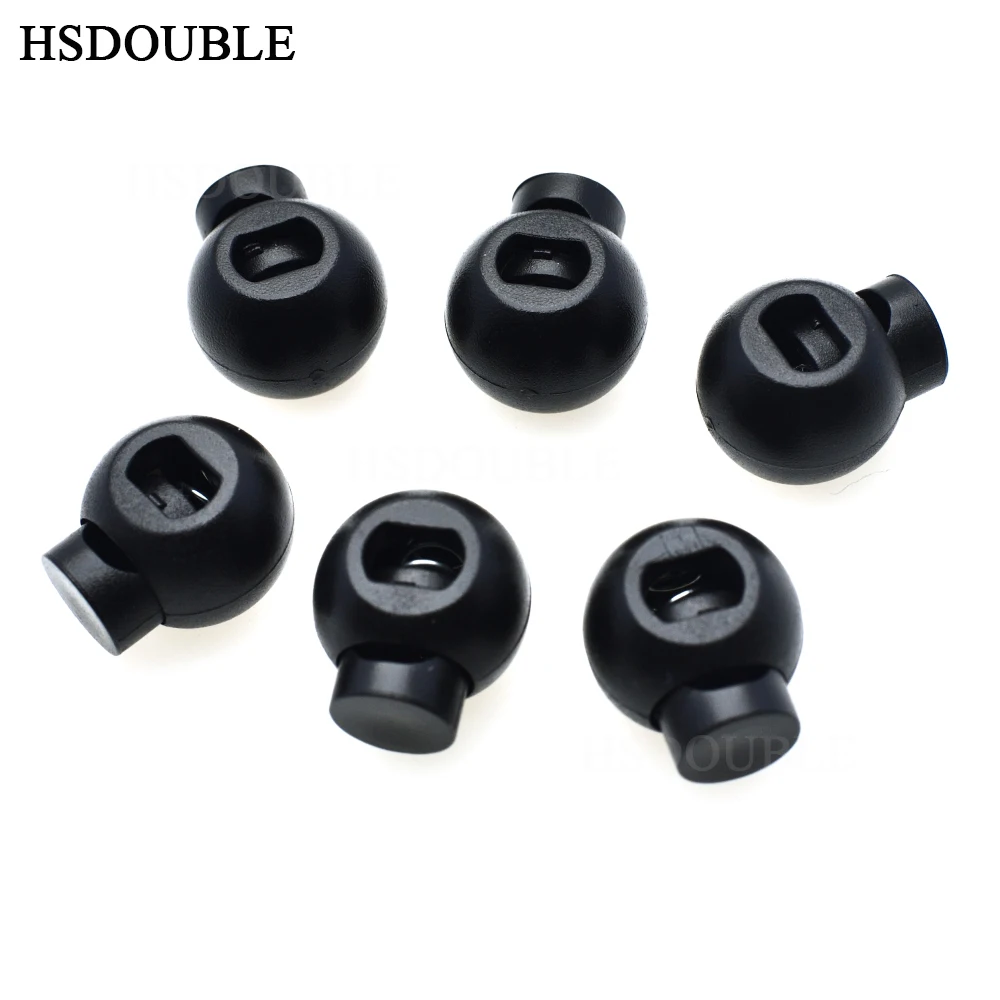 10pcs/pack Cord Lock Round Ball Toggle Stopper Plastic Size:17mm*14.5mm*12mm Toggle Clip Black