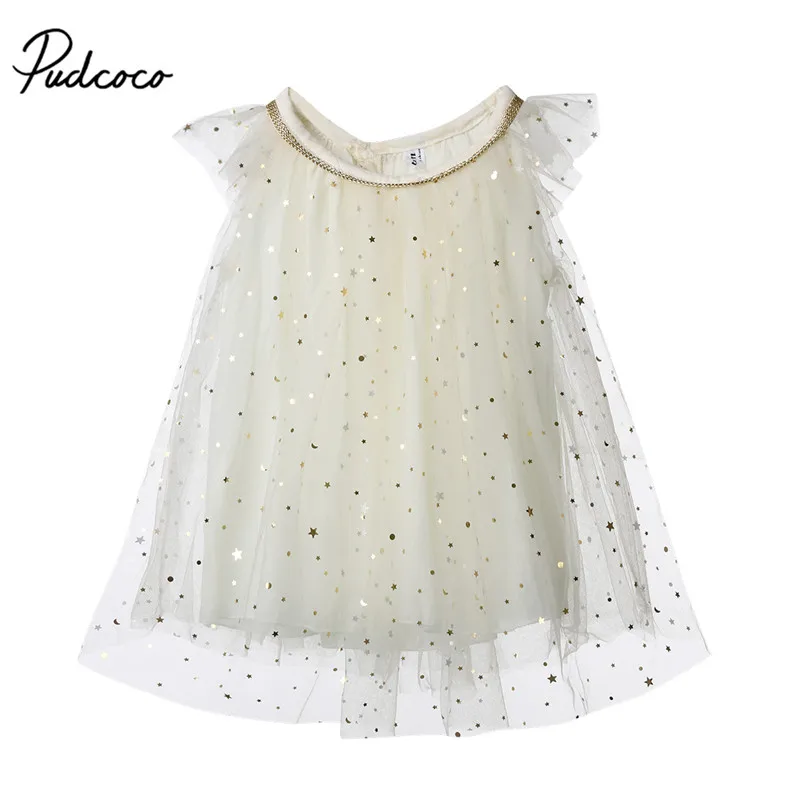 

Toddler Kids Baby Girls Dress Summer Princess Party Wedding Pageant Sleeveless Stars Lace Tulle Tutu Dresses Sundress 1-6T