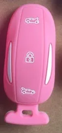 Xinyuexin силиконовый для ключа автомобиля чехол FOB для Tesla модель X 75D 90D 100D пульт дистанционного ключа чехол для автомобиля-Стайлинг 3 кнопки внедорожник автомобиль - Название цвета: Ling Pink