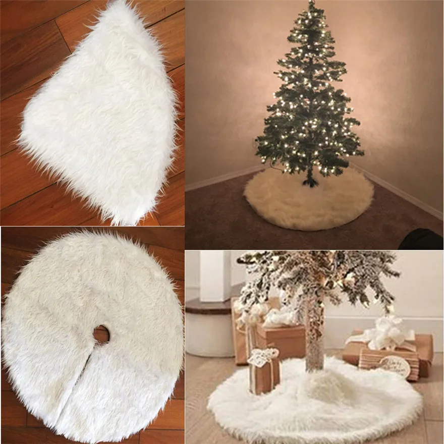 

78cm Christmas Plush Long Haired Christmas Tree Skirt Decor New Year Christmas Party Decorations #1108 A#487