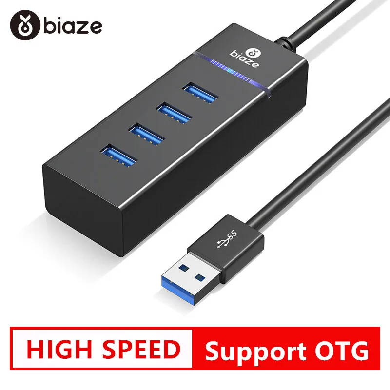 

Biaze High Speed 4 Ports USB 3.0 Hub USB Port USB HUB Portable OTG Hub USB Splitter for Apple Macbook Air Laptop PC Tablet Phone