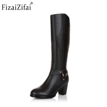 

Free shipping over knee natural real genuine leather high heel boots women snow long warm shoes R4634 EUR size 31-45