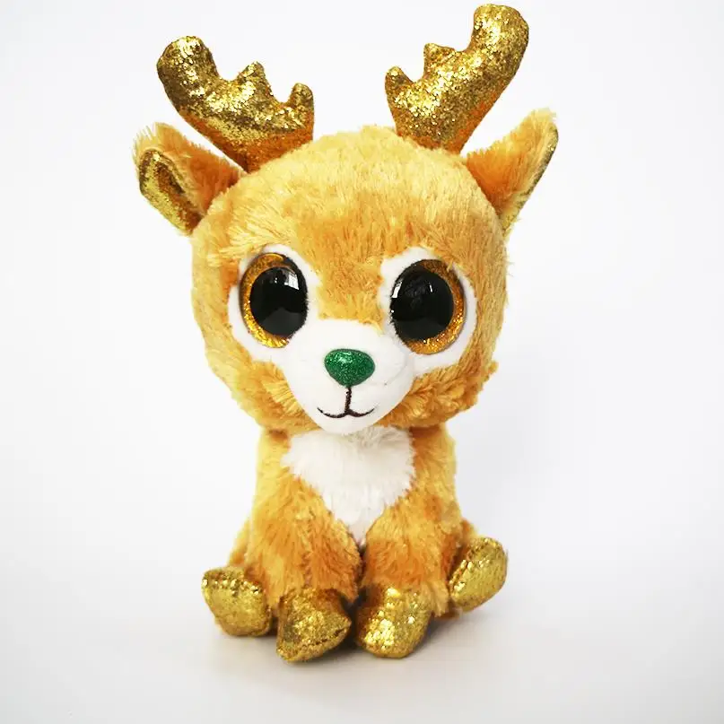 

6" TY Beanie Boo's Glitzy the Christmas Gold Reindeer 15cm Big Eye Plush Stuffed Animal Collectible Toy Christmas Gift For Kids