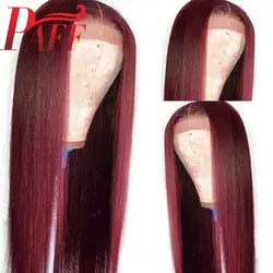 PAFF на заказ 99J длинный парик 24 26 28 30 дюймов кружева спереди человеческие волосы парики с волосами младенца Красный Бразильский Прозрачный