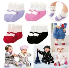 Free Shipping 4Pairs (1 Packs) COMBI Baby Anti-skid Infant Socks Cute Dot Socks New Baby Socks