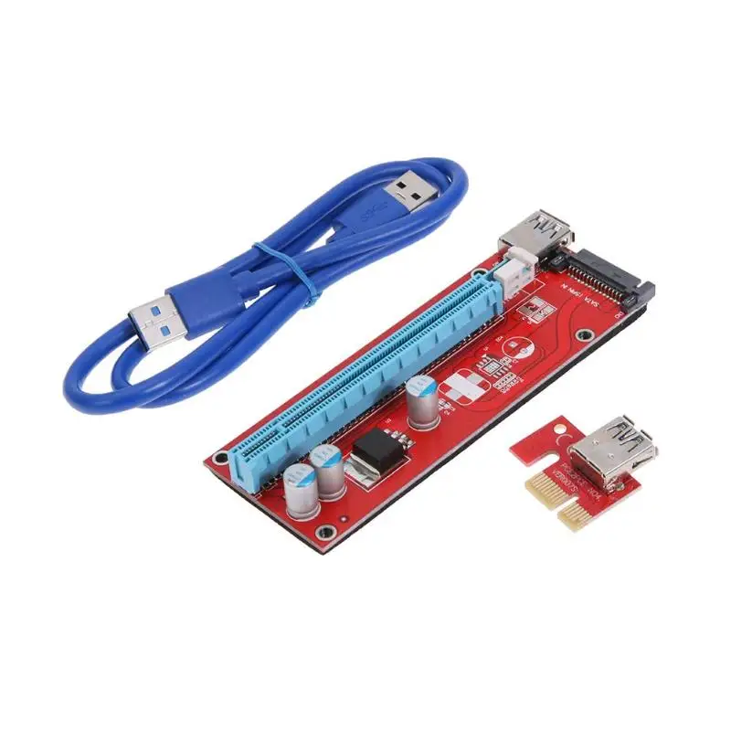 2pcs PCI Express Riser Card 1x to 16x USB3.0 SATA power для Bitcion Minier
