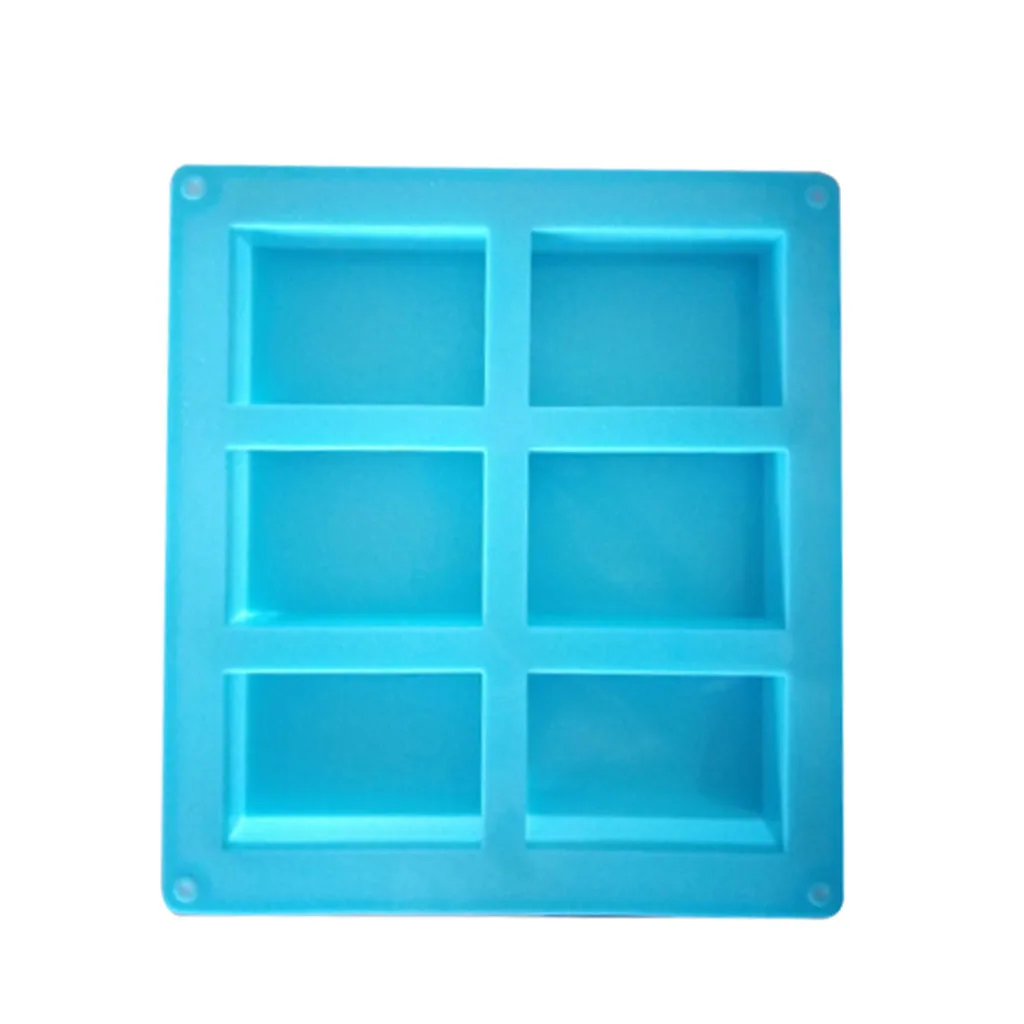 6-Cavity DIY Silicone Soap Mold for Handmade Soap Making Forms 3D Mould Oval Round Square Soaps Molds Homemade Cake Mould Gifts - Цвет: Blue