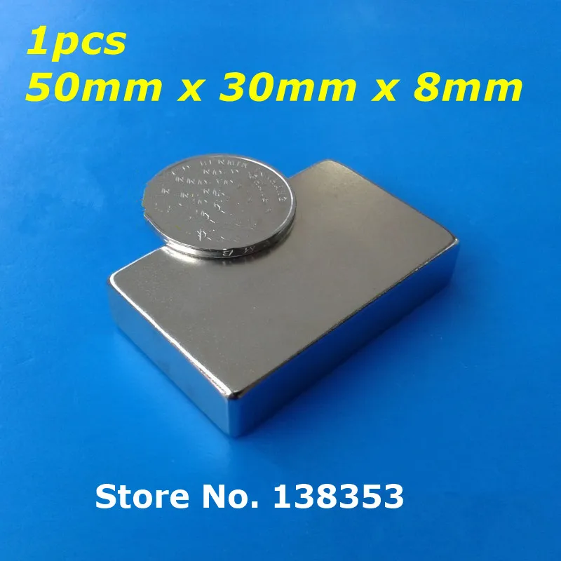 1pcs Bulk Super Strong Neodymium Rectangle Block 50mm x 30mm x 8mm N35 Rare Earth NdFeB
