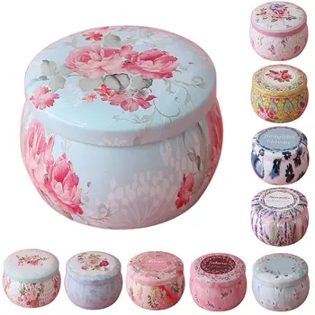 

Flower Tinplate Candy Cookies Gift Tea Can Biscuit Storage Box Round Container