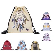 3D рюкзак с принтом на шнурках сумки портативный Портативный Женский дорожный мешок для хранения одежды Сумочка# YJ