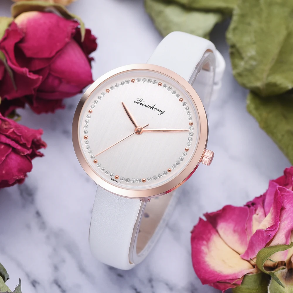 

Fashion Black Leather Strap Quartz Watches For Women Luxury Ladies Rhinestone Bracelet Dress Clock 2018 New Relogio Feminino