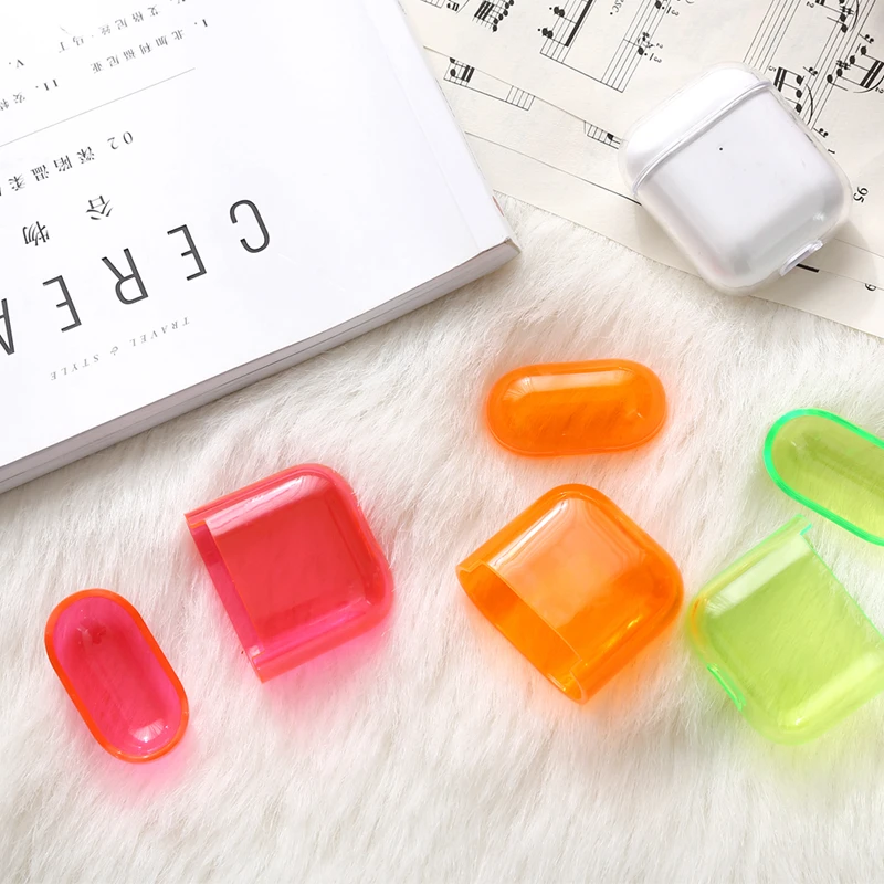 

CASPTM Colorful Transparent Wireless Earphone Charging Box Cover Bag For AirPods 1 2 Hard PC Protective Case Cover For AirPods