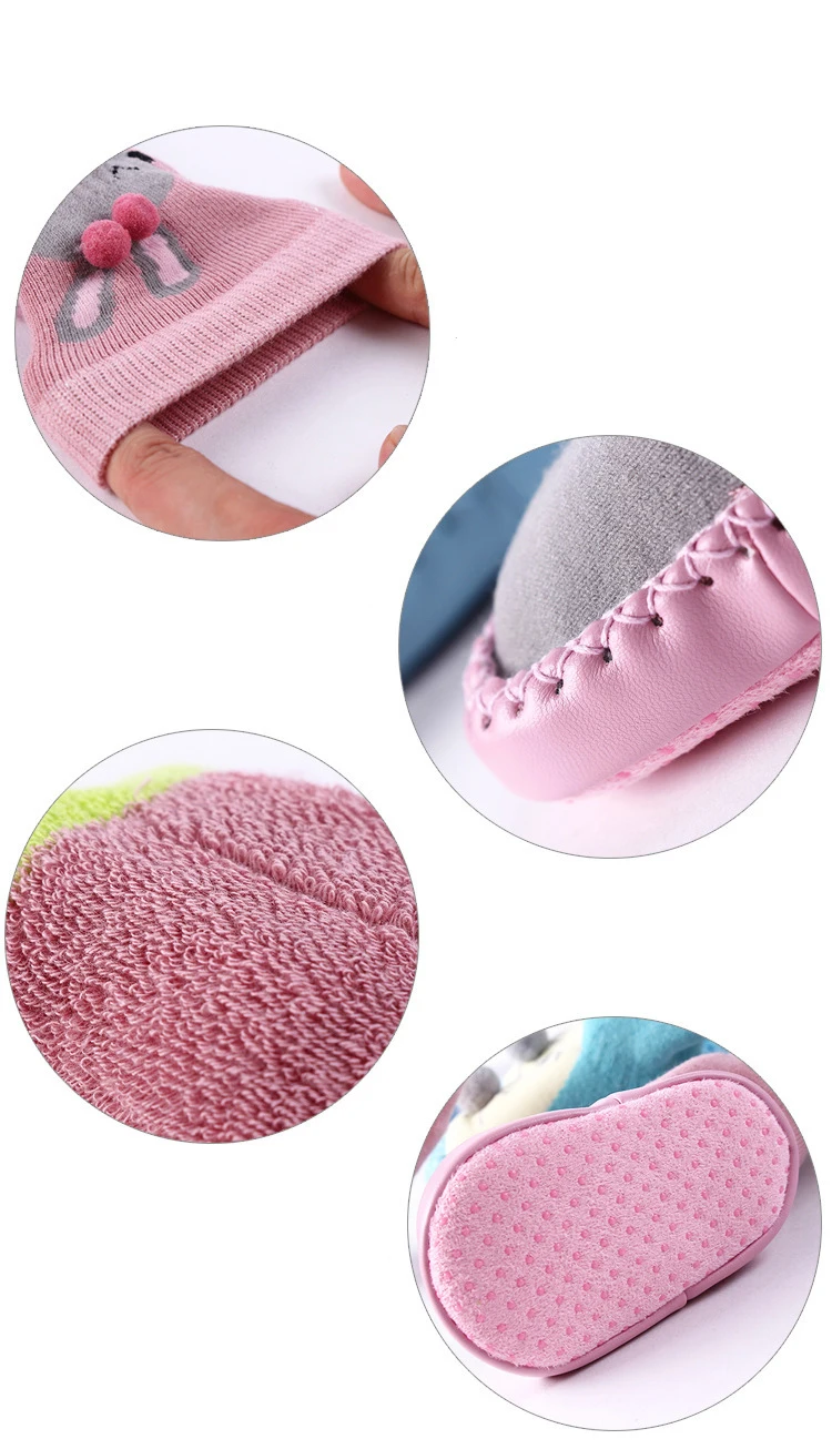 Зимние Нескользящие ботиночки для малышей; носки-тапочки с резиновыми мокасинами; тапочки; теплые длинные носки детские туфли; DS9