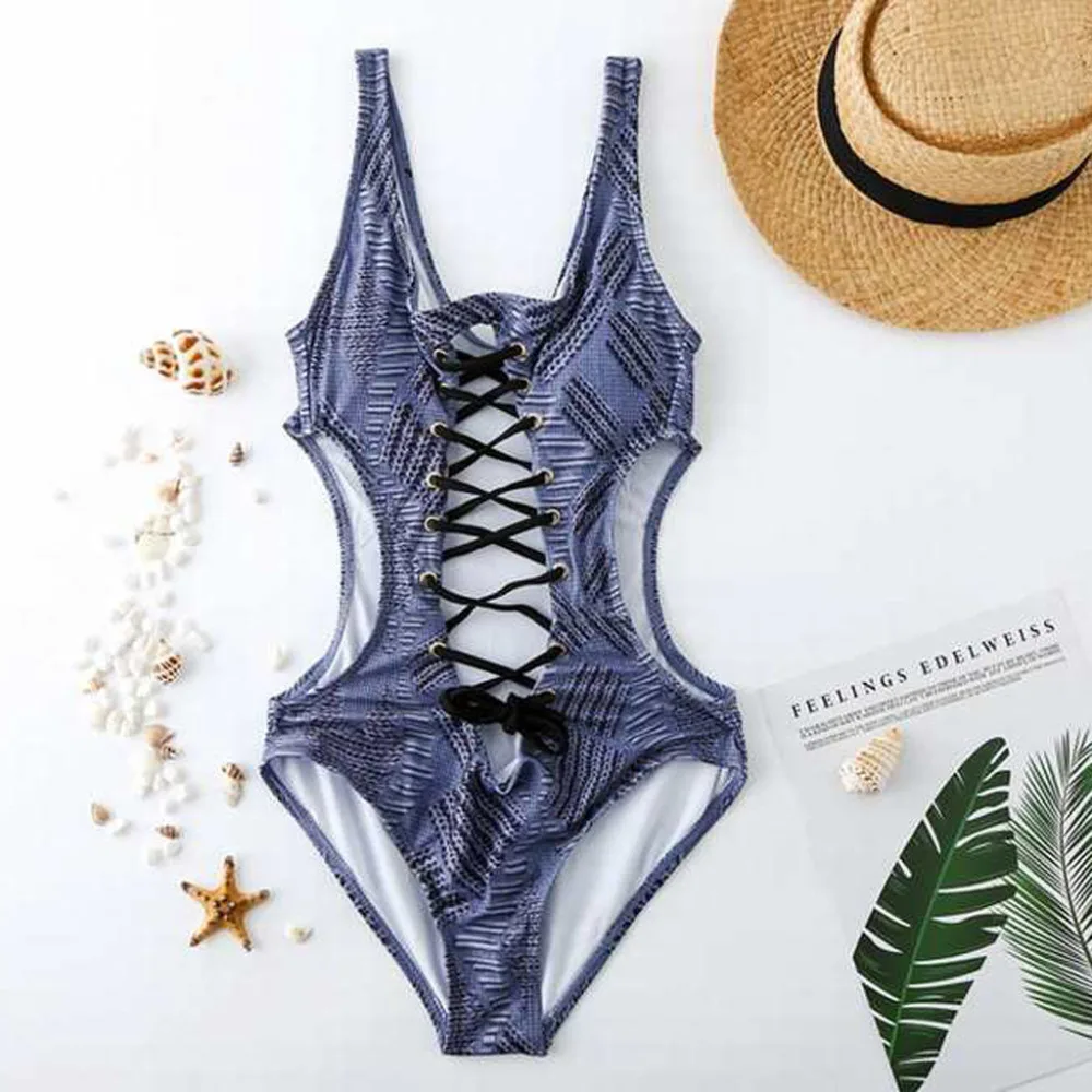 Swimwuit 20019 купальники Mayo летние женские сексуальные сиамские пляжные с принтом Холтер Бразилия Монокини Купальники Пляжные 4as