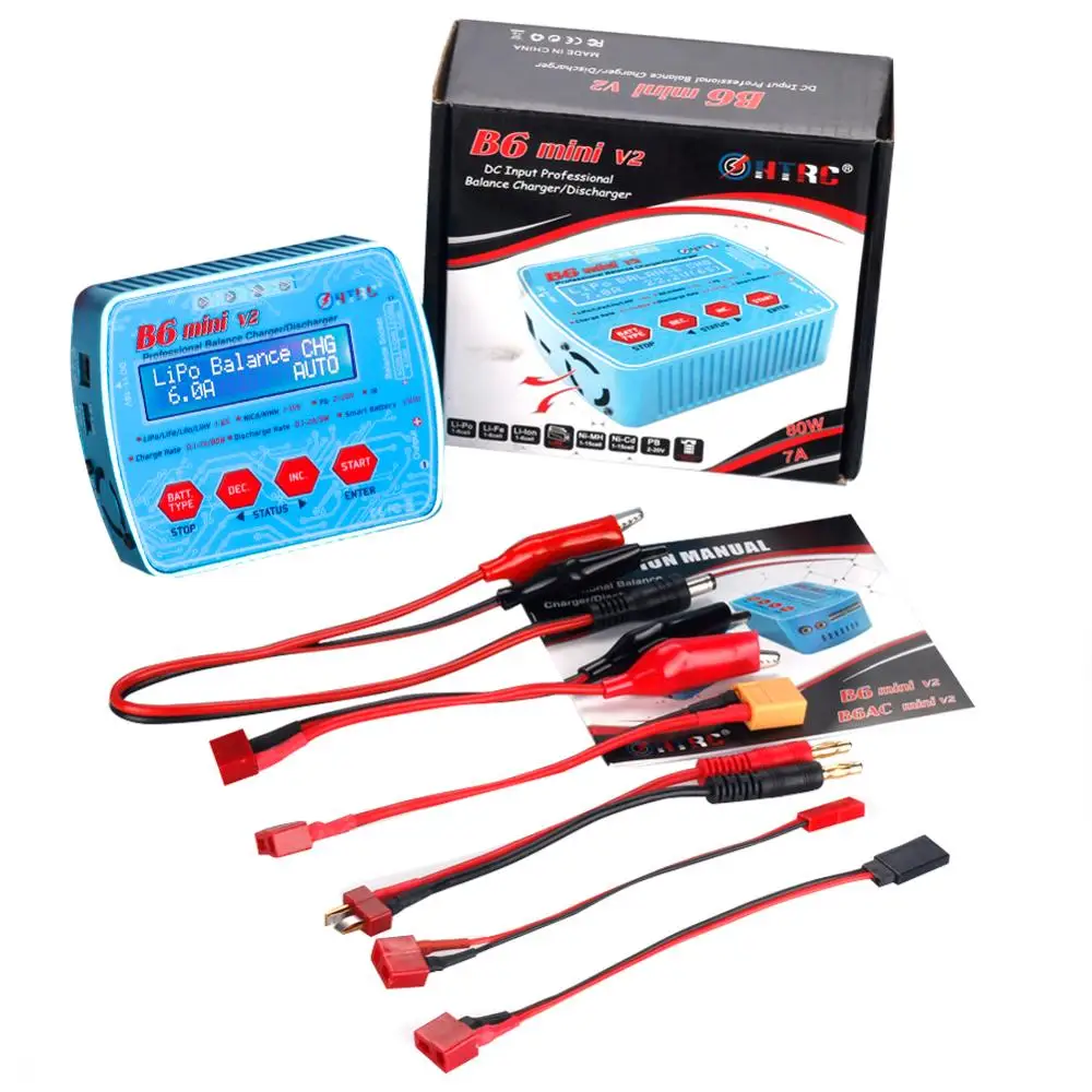 Battery Charger HTRC iMax B6 Mini V2 80W Digital Charger RC Battery Charger Discharger for PB Lipo Lihv LiIon LiFe NiCd NiMH Smart