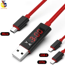 

LED Display Micro USB Cable USB Type C Cord USB Charger Cable for iPhone 6 7 8 6S 5S Samsung Xiaomi Fast Charging Data cable