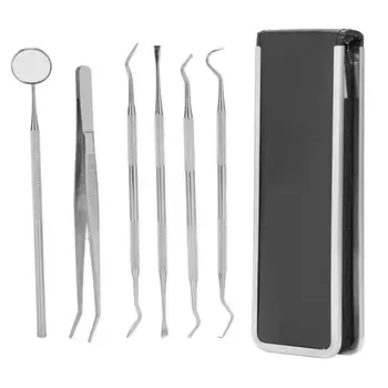 

6PCs/Set Professional Handle Dentist Teeth Explorer Tool Teeth Clean Whitening Needle Dental Kits Stainless Steel Oral Care Tool