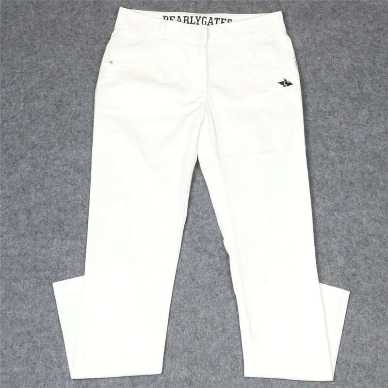 

Women Pearly Gates Golf Pant With Flower Small Ball Bag Sport Quick Dry Cotton Lady Zipper Golf Practice Pants 2 Colors
