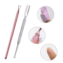 2 шт. розовая Золотая заколка стержень УФ гель для удаления лака из нержавеющей стали отодвигатель кутикулы край Очиститель ногтей набор инструментов