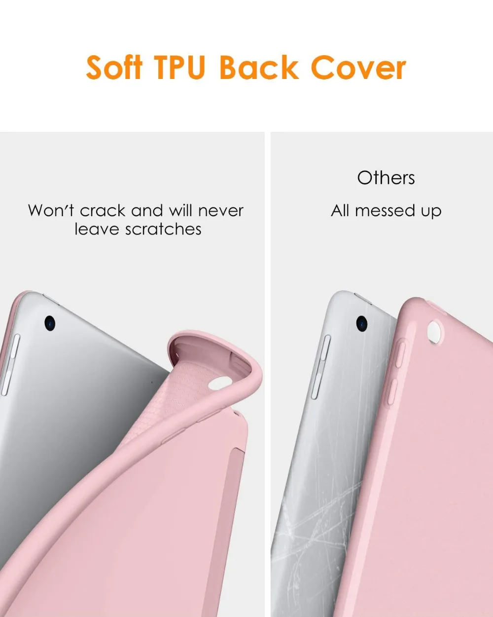 Для iPad 9,7 6th 5th Gen чехол Smart Cover, складываются в три раза подставка мягкий чехол для задней крышки для нового iPad 9,7 2018 2017 a1822 a1823 Авто Режим