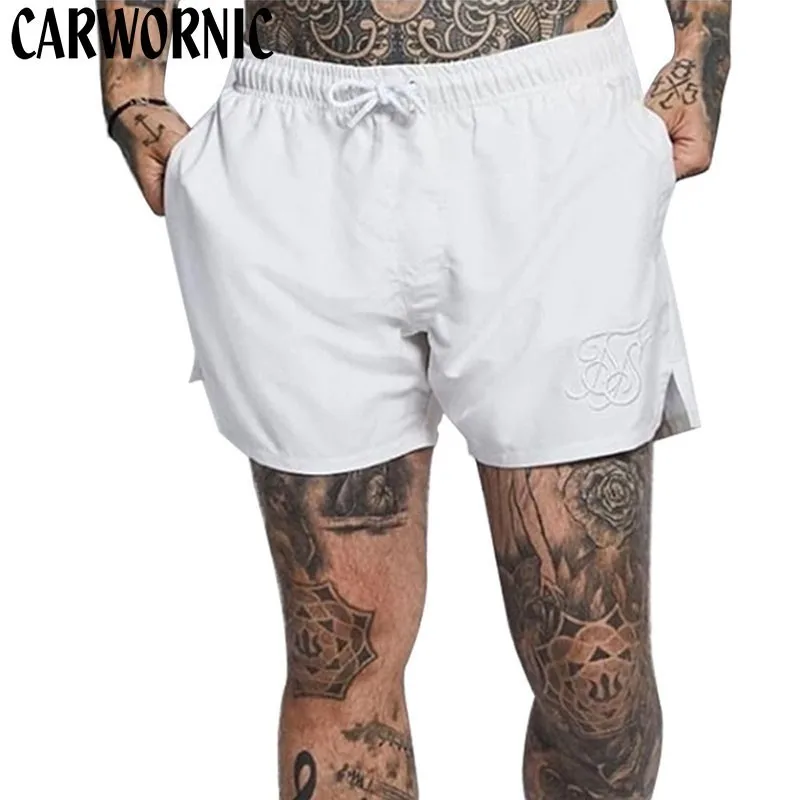 CARWORNIC новые мужские шорты для бодибилдинга и фитнеса мужские тренажерные залы мужские быстросохнущие дышащие пляжные летние уличные короткие штаны