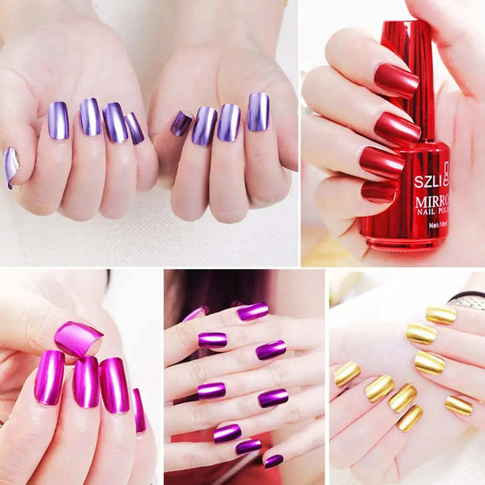

Metallic Nail Polish Magic Mirror Effect Chrome Harmless Long-Lasting Varnish Pure Nail Color Nail Art Polish Lacquer Decoration