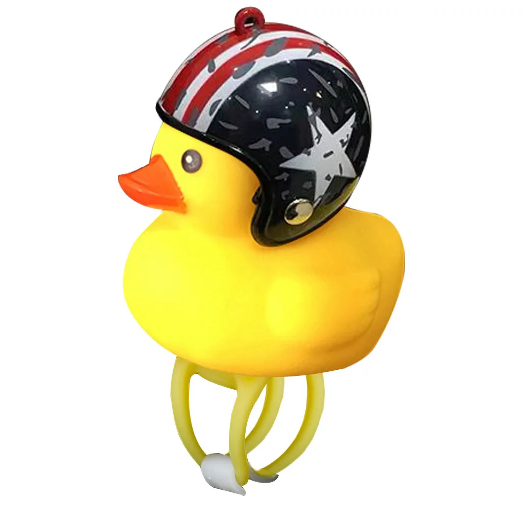 Flash Deal Funy Animal Bicycle Light Cartoon Little Yellow Duck Helmet Head Light Shining Duck Bicycle Bells Handlebar Accessories 2.46 39