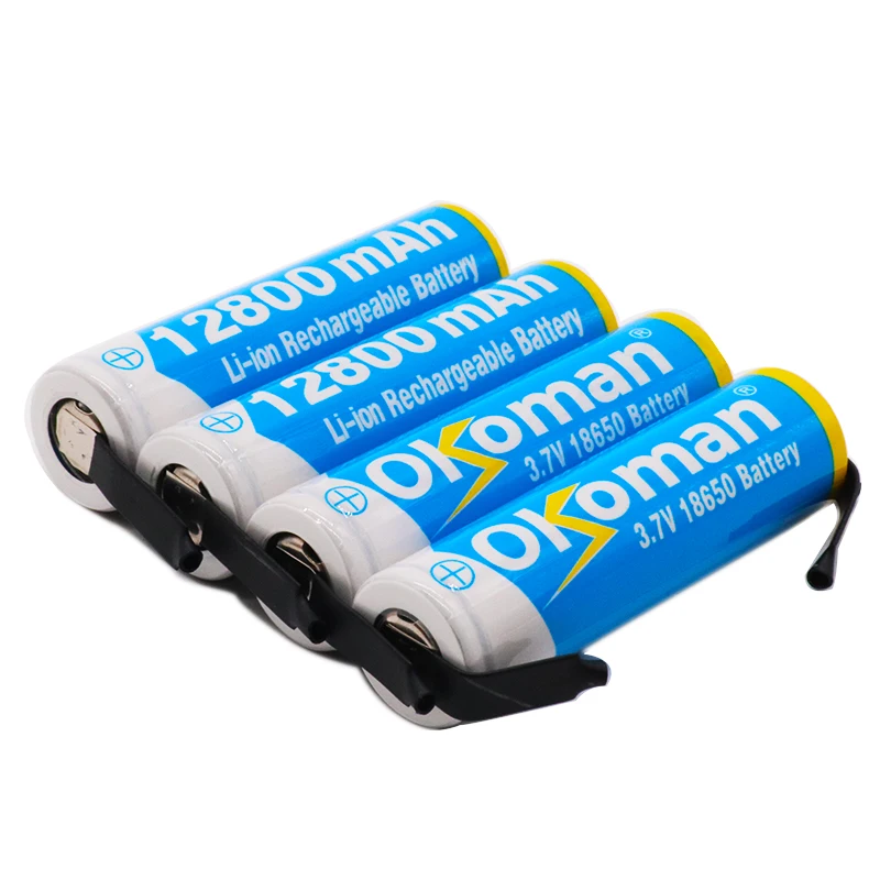 Okoman 18650 3,7 V 12800mAh 18650 перезаряжаемая литиевая батарея для батареи+ DIY никель