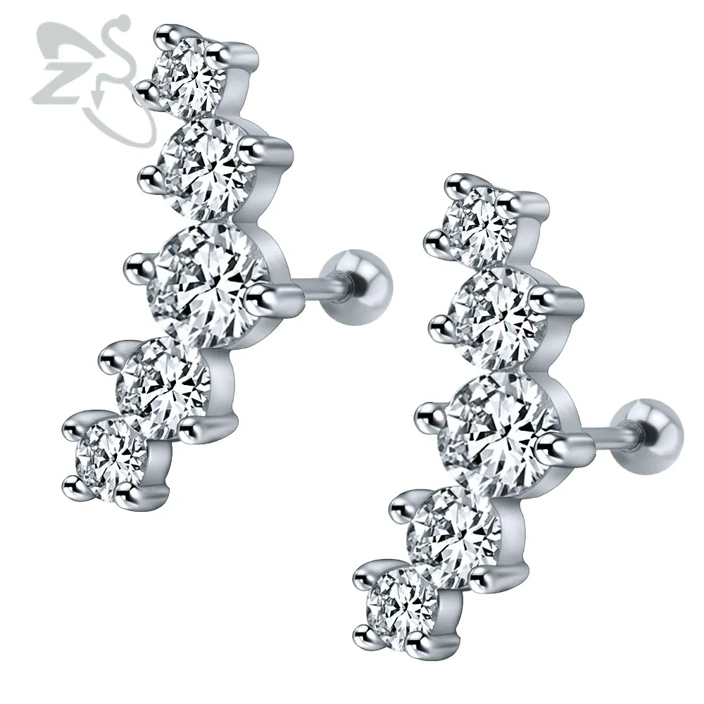 

Pretty Crystal Unique Shape Ear Cuff Earrings Stainless Steel Ear Stud Earrings Piercings Women Wedding Party Gift Jewelry 2019