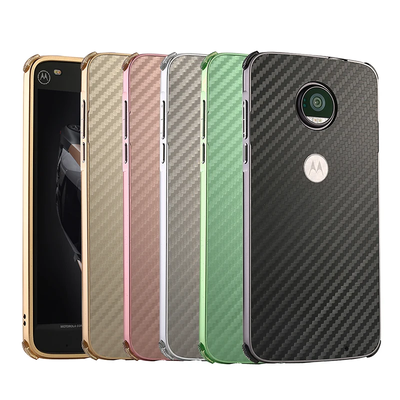 For Motorola Moto E4 Plus Case Aluminum Metal Frame+Carbon