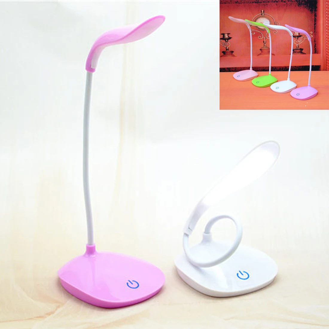 1pc Mini Table Lamp 14LED Touch Screen Child Learning Eye Reading Lamp USB Charging Bedroom Bedside Lamp Reading LED Lights