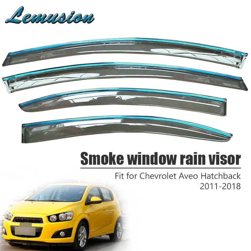 High Quality 4pcs Smoke Window Rain Visor For Chevrolet Aveo Hatchback