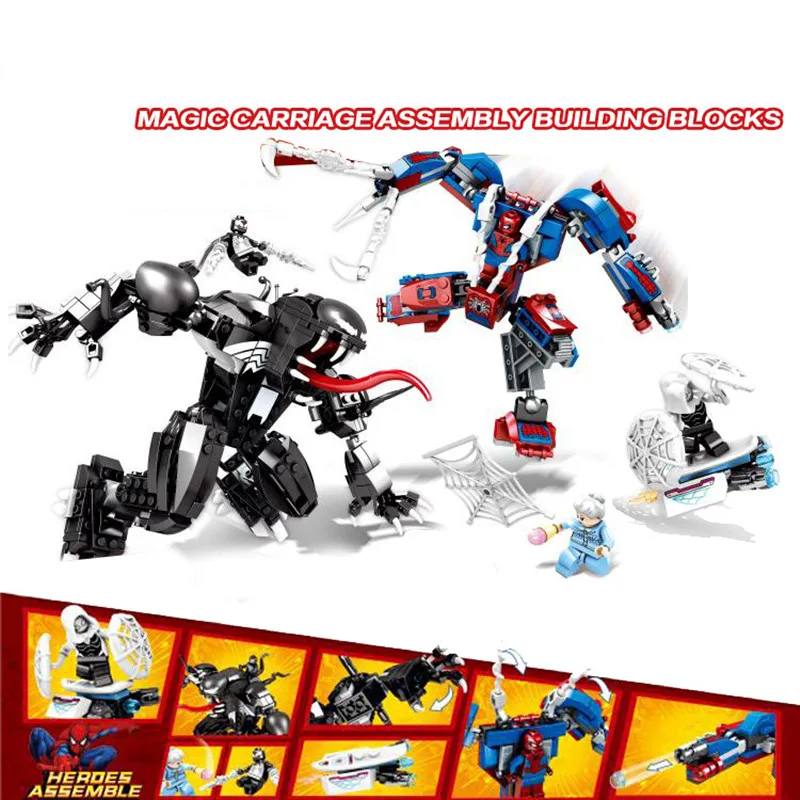 

678Pcs Marvel Avengers Super Heroes Spiderman Spider Man Vs Venom Mech Building Blocks Brick Toy Compatible With LegoINGly Batma