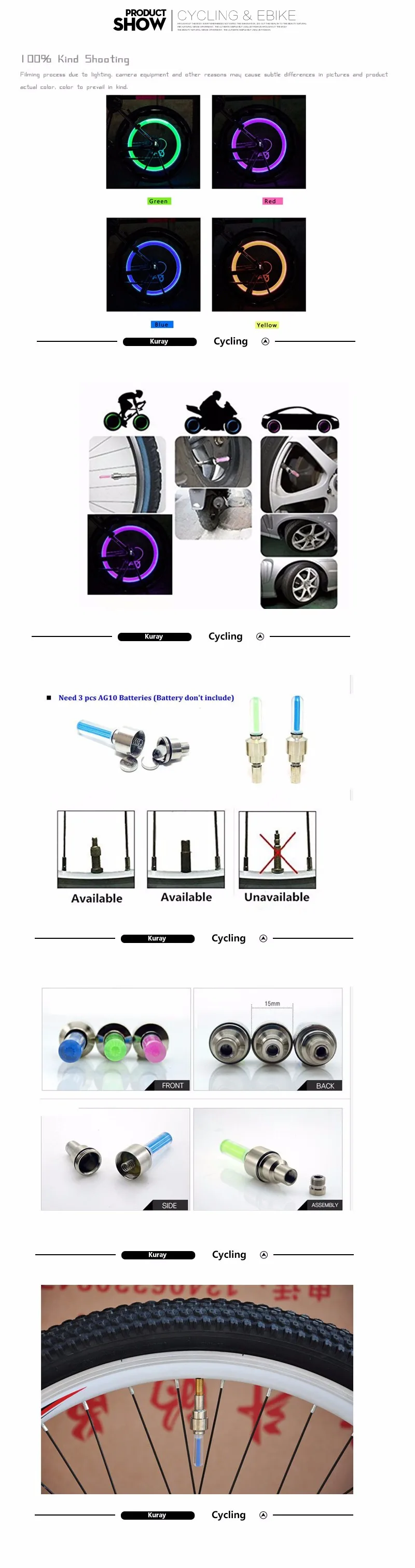 Top Bike light Mountain Road bisiklet aksesuar bicycle light bycicle wheel Tyre Tire Valve Caps LED spoke light 3